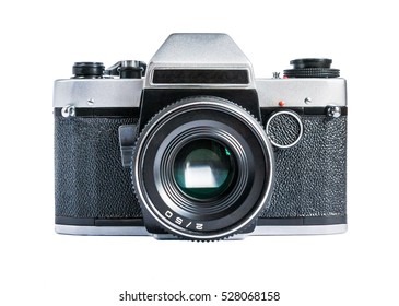 Retro-Filmfotokamera lokalisiert auf weißem Hintergrund