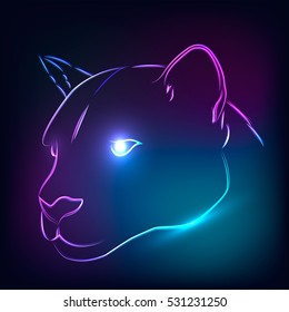 Face of a drawn pink panther Royalty Free Vector Image