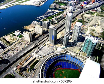 Ready for baseball event. Ariel view of Rogers center stadium.