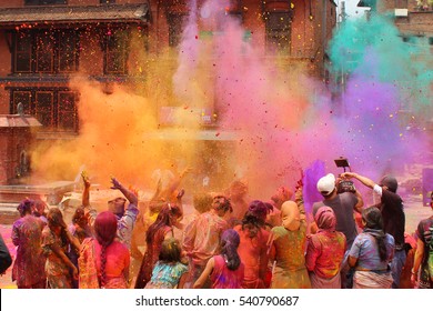 Holi celebration in Nepal or India