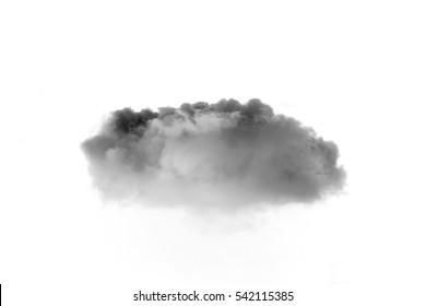 Single black cloud isolated on white background and texture. Ink spot or cigarette smoke cloud, Rorschach test