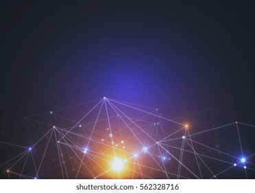 Abstract connected dots on bright background. Technology concept