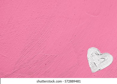 Hình minh họa trái tim màu trắng trên nền kết cấu nét cọ màu hồng. Cho ngày lễ tình nhân, ngày của mẹ, minh họa đám cưới. Cho sự sáng tạo, trí tưởng tượng, thiệp chúc mừng, áp phích. Sơn dầu trên vải.