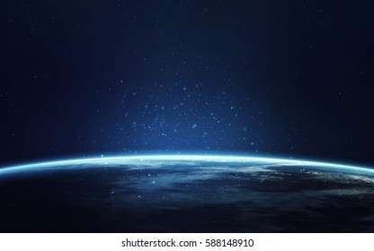 青い地球。故郷、生態学、科学のイラスト。NASA から提供された要素