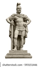 Standbeeld van de Romeinse oorlogsgod Mars, identiek aan Ares in de Griekse mythologie. Geïsoleerd op wit