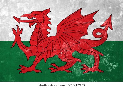 Wales - Welshe vlag op oude grunge-textuurachtergrond