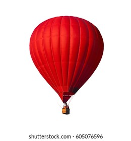 Balon udara merah diisolasi pada warna putih dengan saluran alfa dan jalur kerja, sempurna untuk komposisi digital
