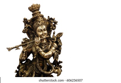 Metallic Idol of Hindu God Sri Krishna til salg for at holde hjemme og tilbyde puja eller bønner