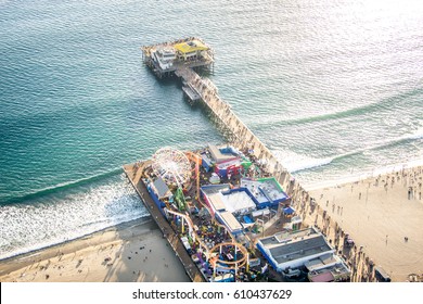 Santa Monica-pier, drone-weergave
