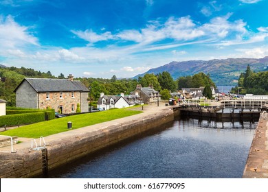 Water gateway in Fort Augustus and Loch Ness in Scotland, United Kingdom