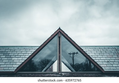 Abstract triangle angled corner of building structure. Abstract color and design. Architectural  detail and design. Isolated architecture detail. Abstract architecture detail Minimal design and art.