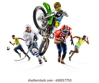 Groot multi-sport collage sokker atletiek sokker hokkie motocross