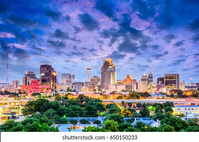 San Antonio, Texas, cakrawala kota pusat kota AS.