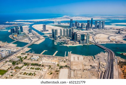 Aerial view of Abu Dhabi from helicopter