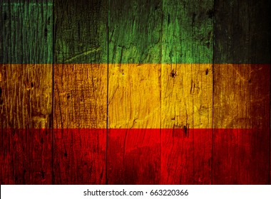old wood texture and background, red, yellow, green, reggae style