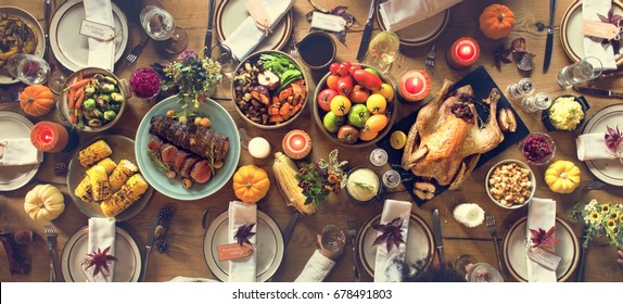Perayaan Thanksgiving Pengaturan Makan Malam Tradisional Konsep Makanan
