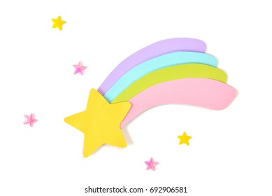 Shooting star paper cut on white background - isolated