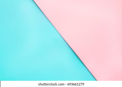 Blauwe en roze pastelkleurige papieren geometrische platliggende achtergrond