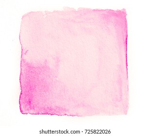 Pintura de mano de tono de color rosa acuarela cuadrada abstracta aislada sobre fondo blanco para el diseño de plantilla de banner creativo