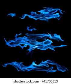 blue flames isolated on black background