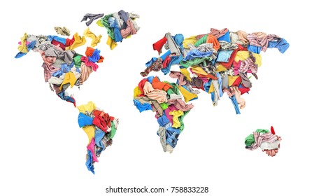 Clothing in the form of a world map isolated on white background
