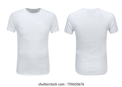 パスと白い背景に白い t シャツの前面と背面のビュー