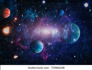 planets, stars and galaxies in outer space showing the beauty of space exploration. Elements furnished by NASA .