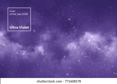 fondo de estrella espacial y nebulosa en colores del año 2018 pantone ultravioleta