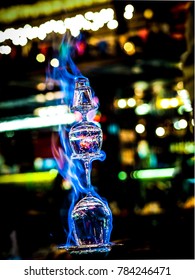 flaming Lamborghini cocktail drink in party night