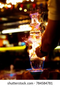 bartender lightning Lamborghini cocktail for costomer