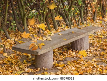 Lege houten bank in het park