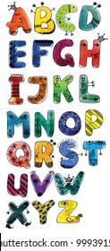 Watercolor funny alphabet