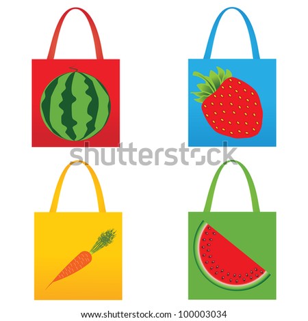 Set of shopping fruit bags vector illustration