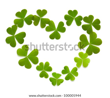 heart made of clover isolated on white