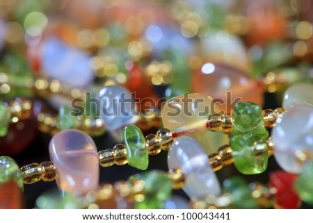 The background of colored stones in jewelry