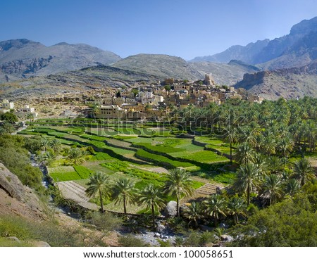 The village Bilad Sayt, sultanate Oman Royalty-Free Stock Photo #100058651
