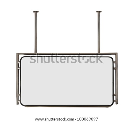 modern metal hanging sign board isolated on white background