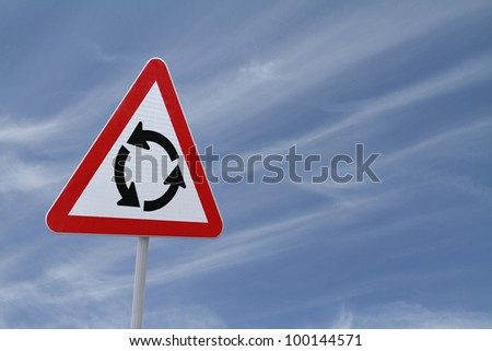 Roundabout Sign with a sky background