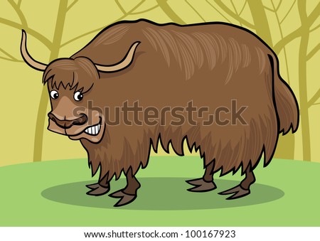 cartoon illustration of asian yak bull
