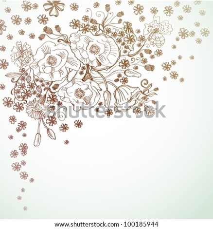 Hand Drawn floral background, beautiful vector  illustration