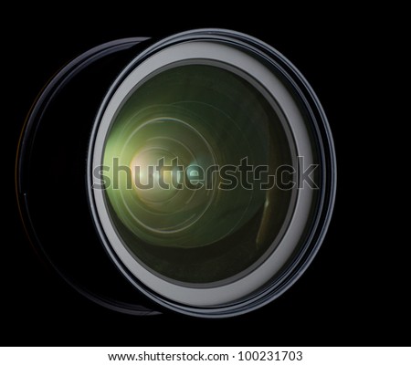 lens of the photo on black background
