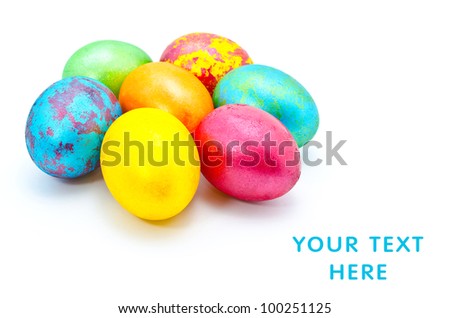 Color Easter eggs isolated on a white background