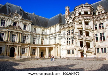 The Royal ChÃ?Â¢teau de Blois. Spiral staircase in the Francis I wing. Interior faÃ?Â§ades in Classic, Renaissance, and Gothic styles. One of the chÃ?Â¢teau on Loire in France: Blois castle