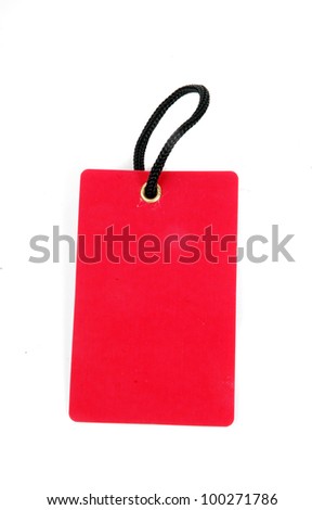 vertical red blank paper tag isolated on white background