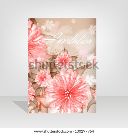 Wedding card or invitation with abstract floral background. Greeting card in grunge or retro style. Elegance pattern with flowers roses, floral illustration in vintage style Valentine