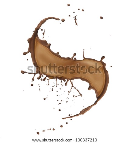 Chocolate splash isolated on white background Royalty-Free Stock Photo #100337210