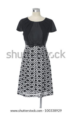 Fashion female clothing in mannequin on white background