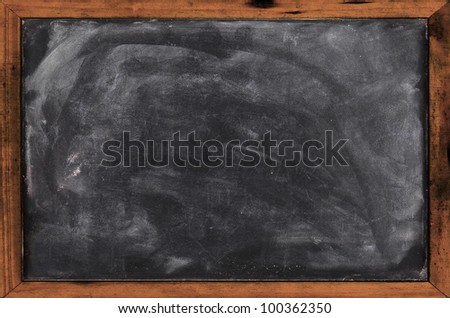 Real grunge blank blackboard copyspace with wood frame