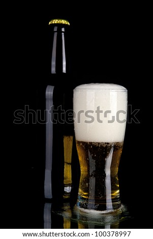 beer on a black background