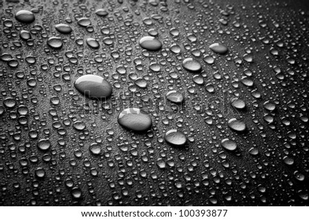 drops of water-repellent surface in black & white Royalty-Free Stock Photo #100393877